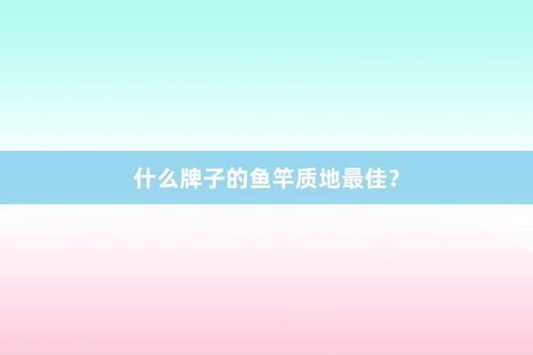 什么牌子的鱼竿质地最佳？
